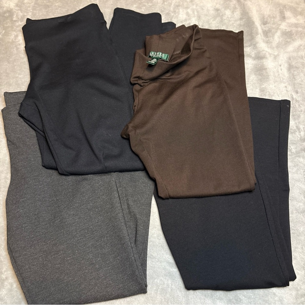 Ralph Lauren Leggings lot of 4 - black brown grey pants EUC